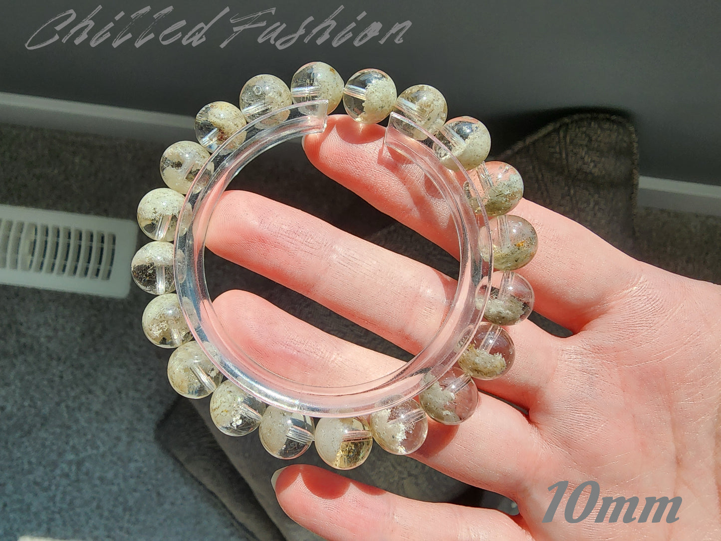 [Bracelet] Natural Matcha Green Phantom Quartz Beaded Bracelet