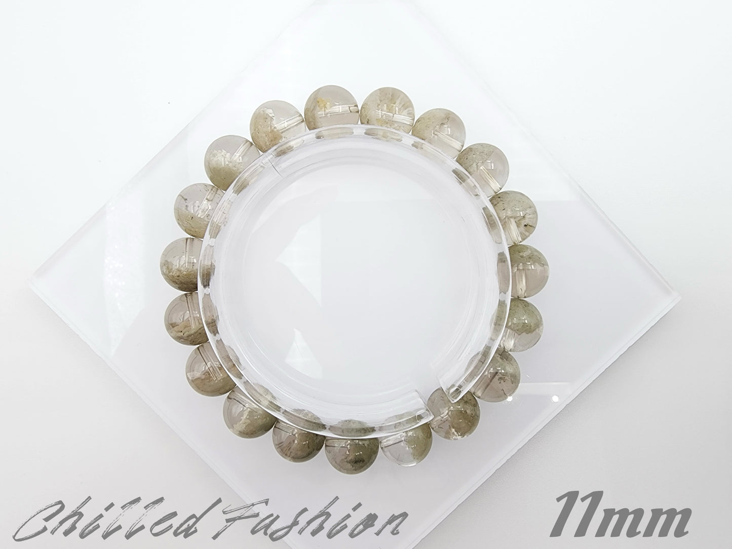 [Bracelet] Natural Matcha Green Phantom Quartz Beaded Bracelet