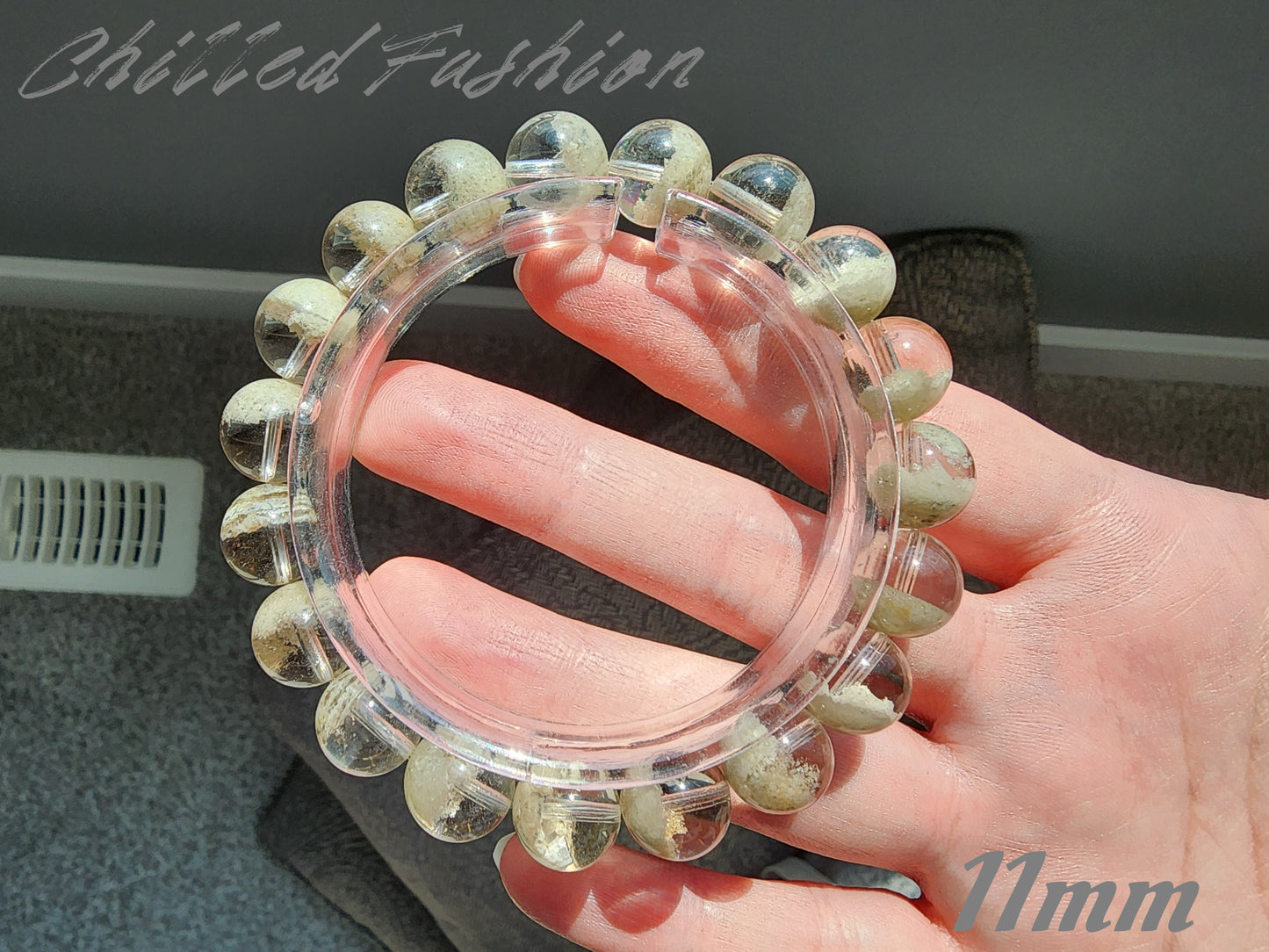 [Bracelet] Natural Matcha Green Phantom Quartz Beaded Bracelet