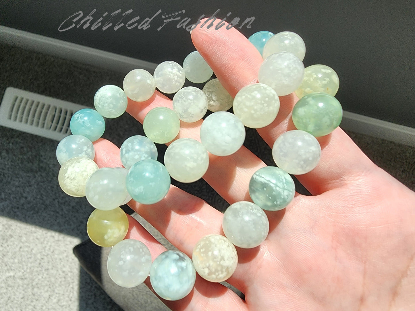 [Bracelet] 12mm Snowflake Xiu Jade Gemstone Bracelet