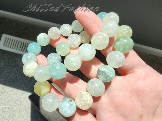 [Bracelet] 12mm Snowflake Xiu Jade Gemstone Bracelet