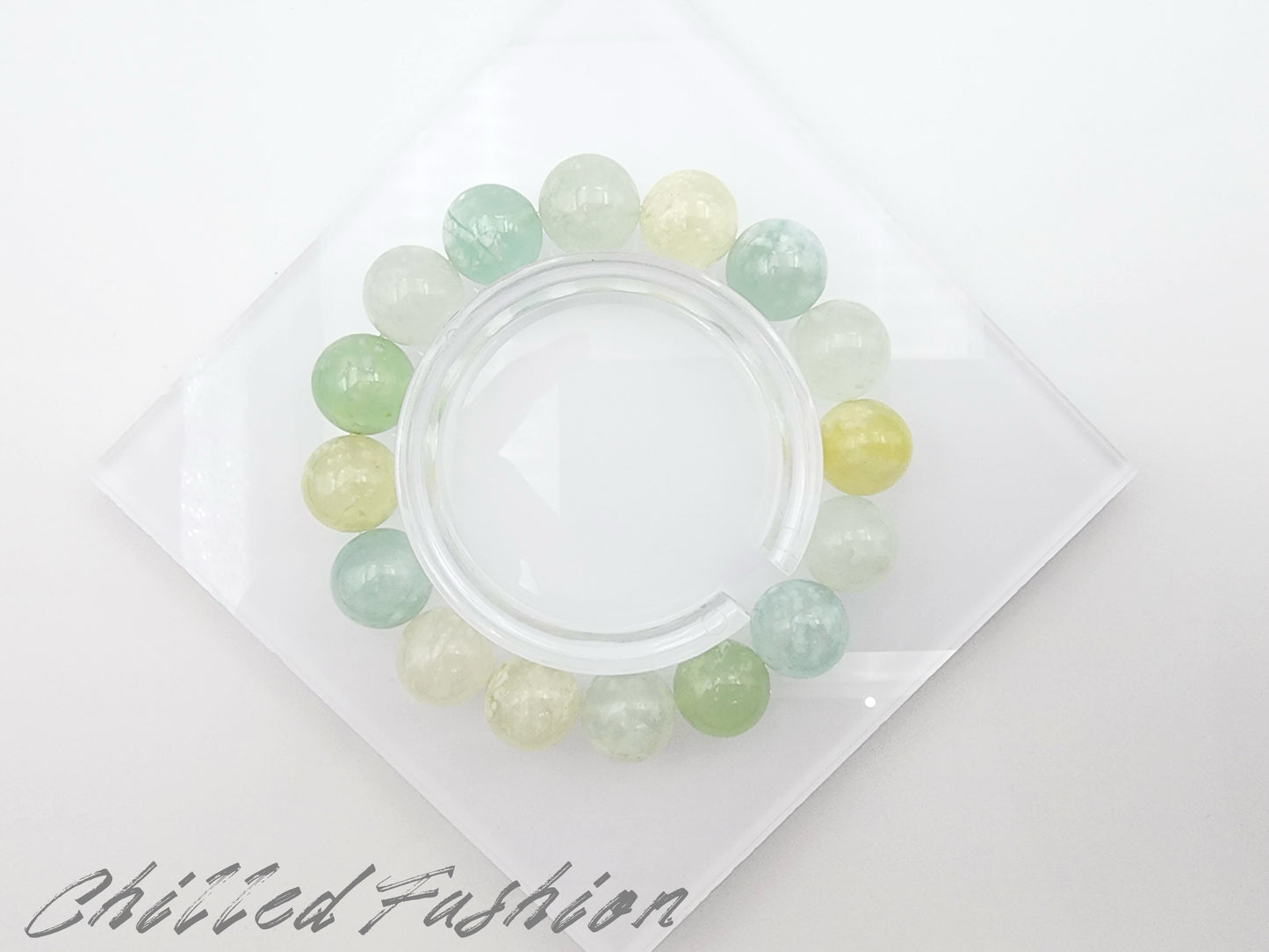 [Bracelet] 12mm Snowflake Xiu Jade Gemstone Bracelet