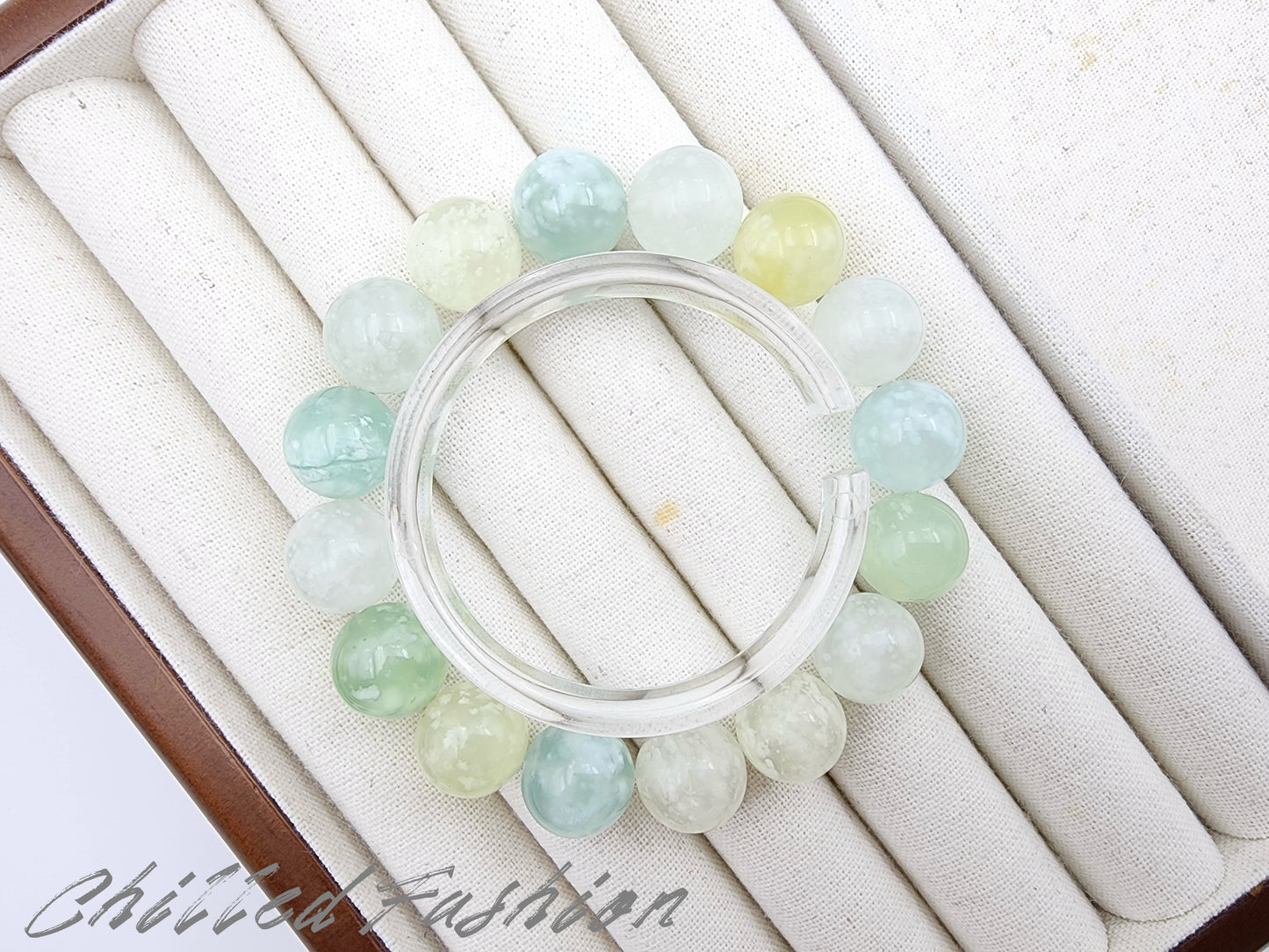 [Bracelet] 12mm Snowflake Xiu Jade Gemstone Bracelet