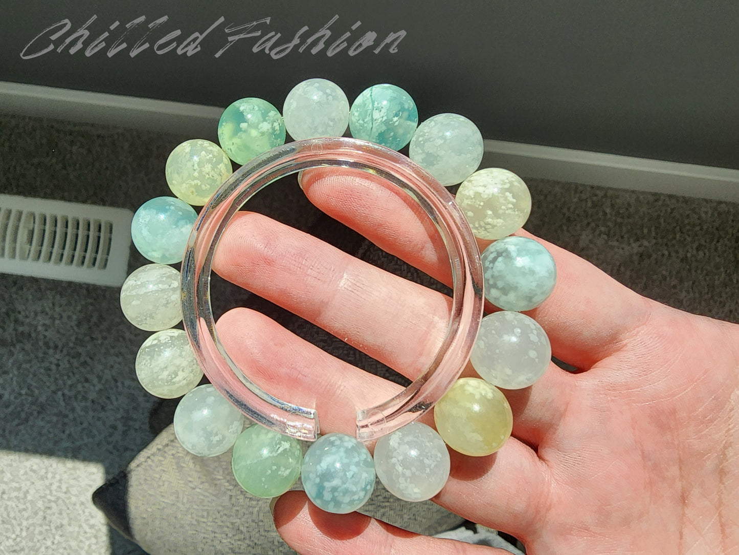[Bracelet] 12mm Snowflake Xiu Jade Gemstone Bracelet
