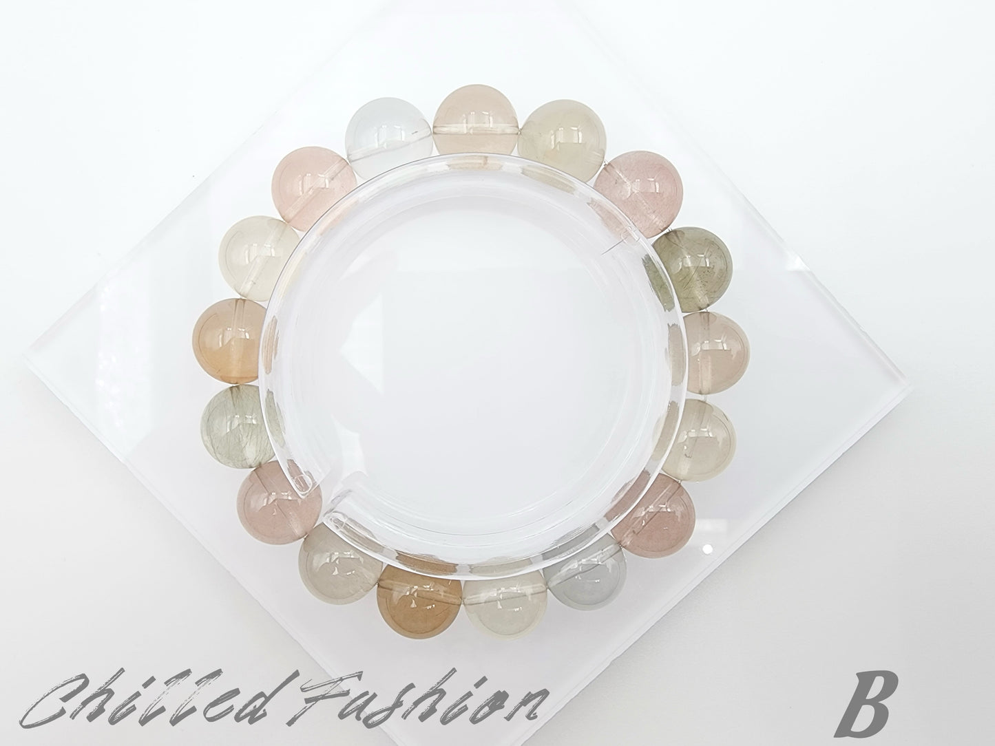 [Bracelet] 12mm Multicolor Rabbit Hair Quartz Bracelet