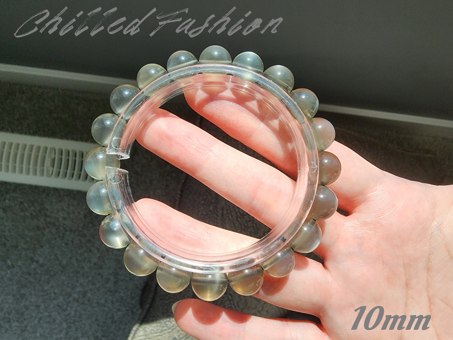 [Bracelet] Natural Black Silver Moonstone Bracelet
