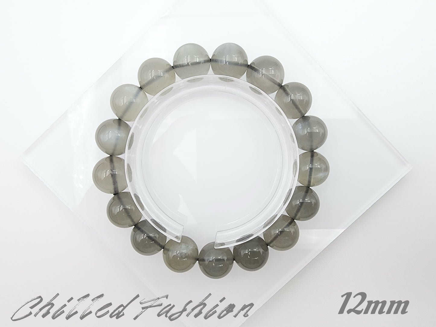 [Bracelet] Natural Black Silver Moonstone Bracelet