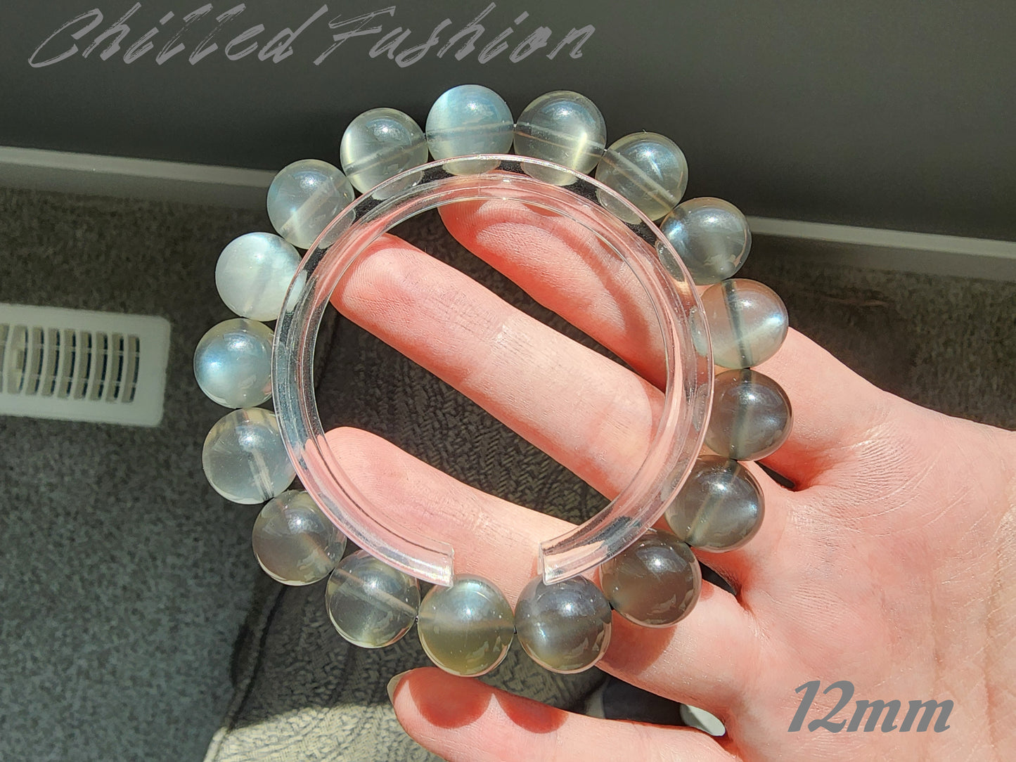 [Bracelet] Natural Black Silver Moonstone Bracelet
