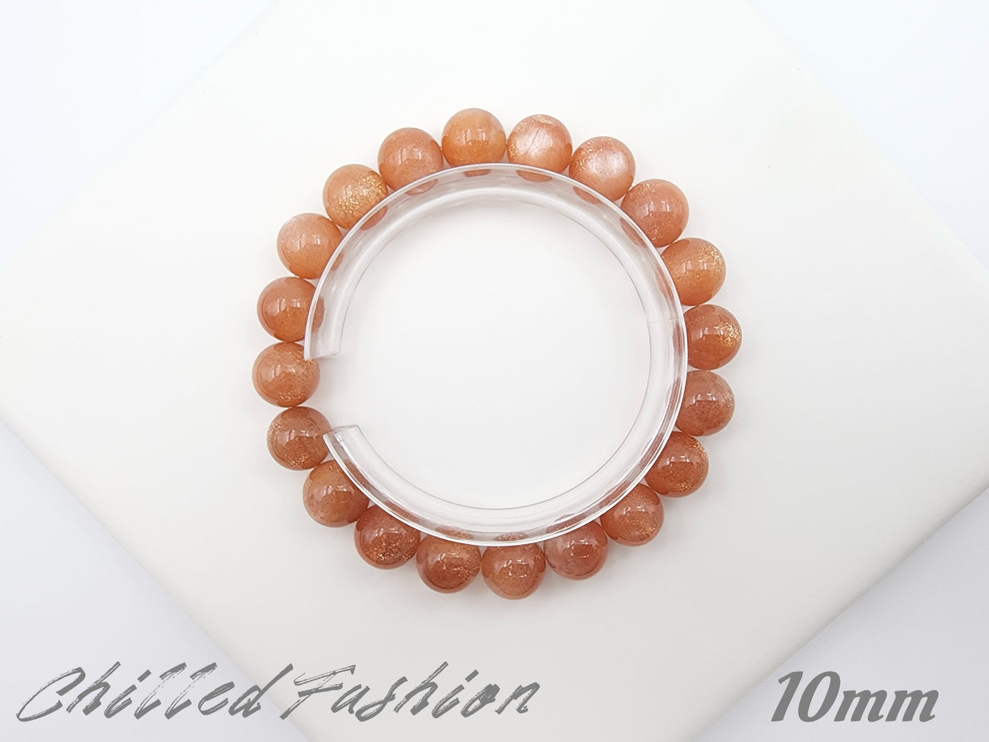 [Bracelet] Golden Sheen Orange Moonstone Bracelet