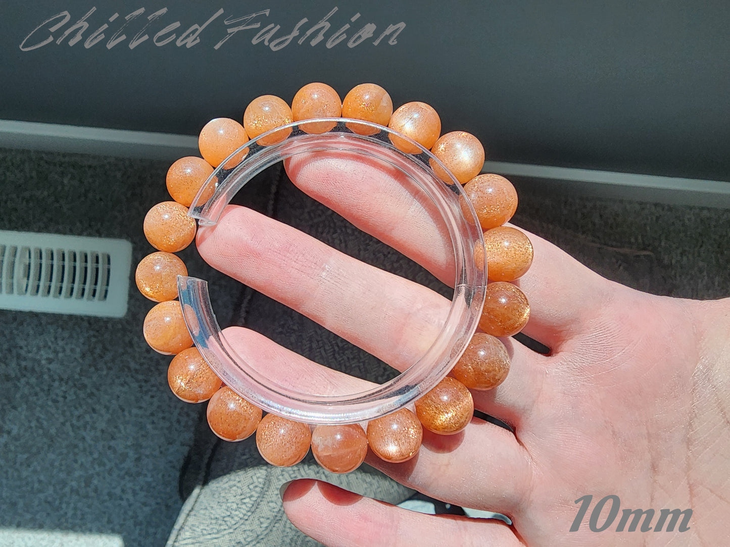 [Bracelet] Golden Sheen Orange Moonstone Bracelet