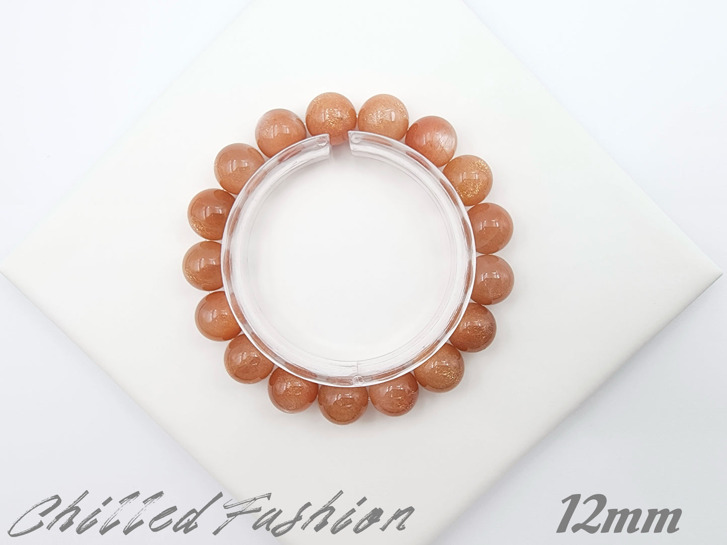[Bracelet] Golden Sheen Orange Moonstone Bracelet