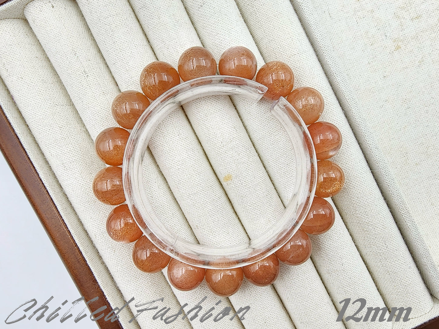 [Bracelet] Golden Sheen Orange Moonstone Bracelet
