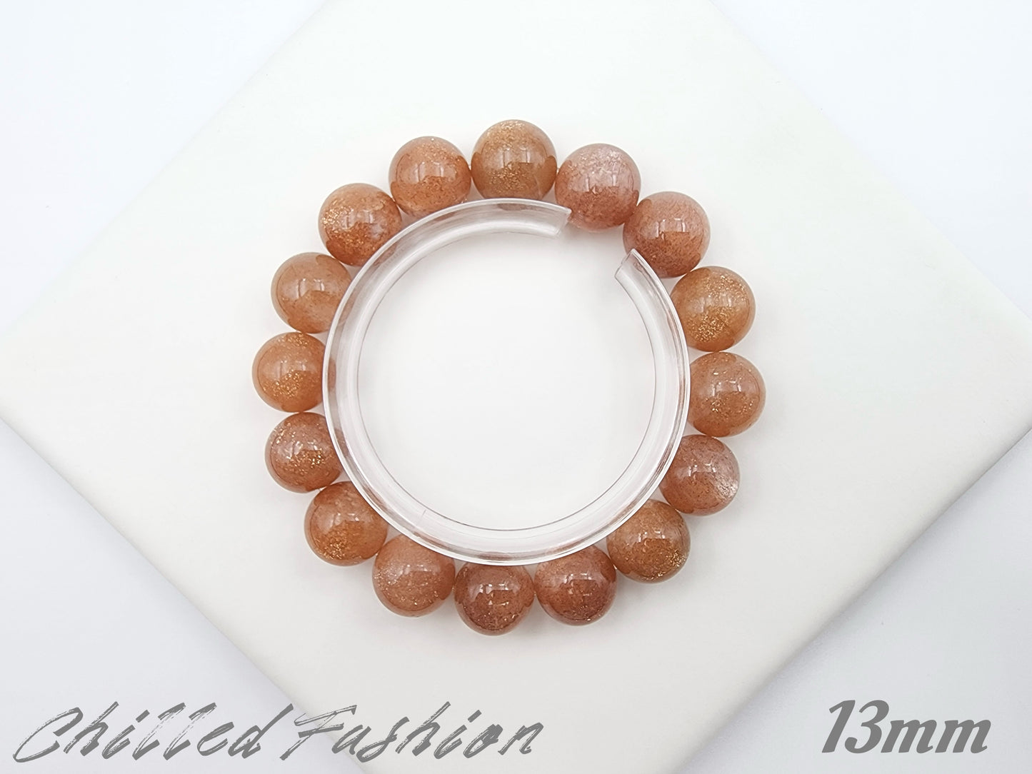 [Bracelet] Golden Sheen Orange Moonstone Bracelet