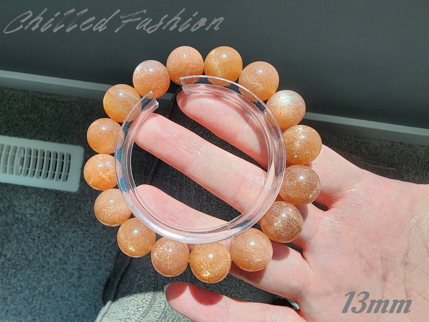 [Bracelet] Golden Sheen Orange Moonstone Bracelet