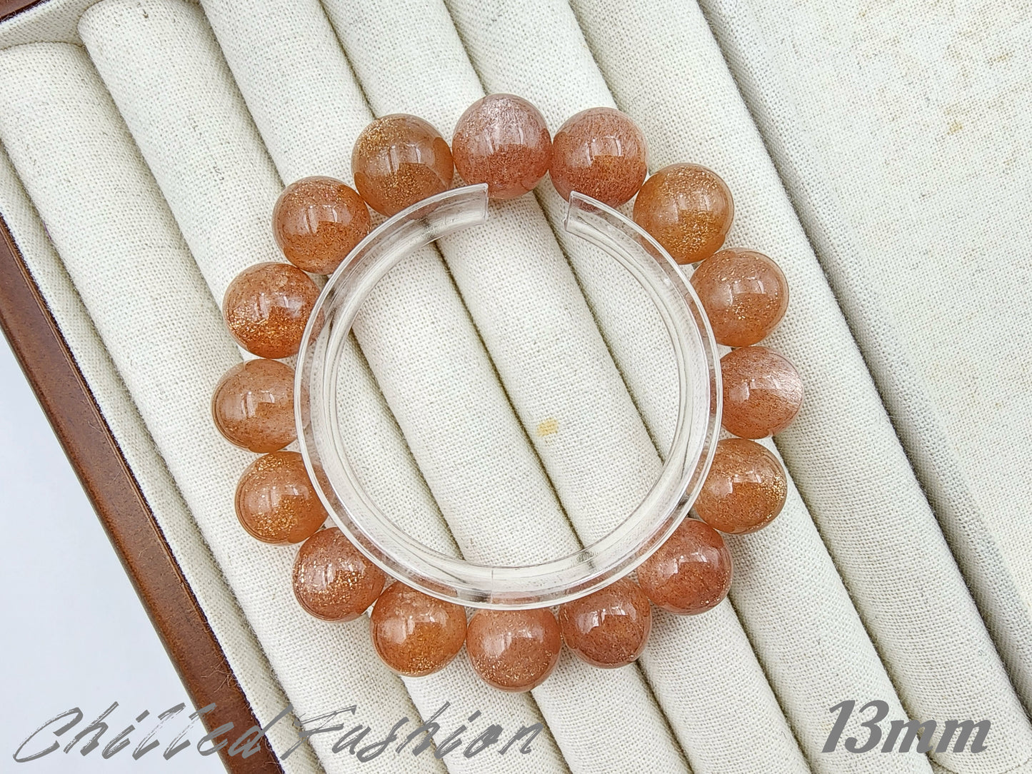 [Bracelet] Golden Sheen Orange Moonstone Bracelet