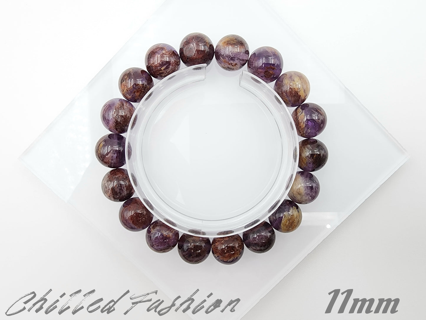 [Bracelet] Natural Purple Phantom Quartz Beaded Bracelet