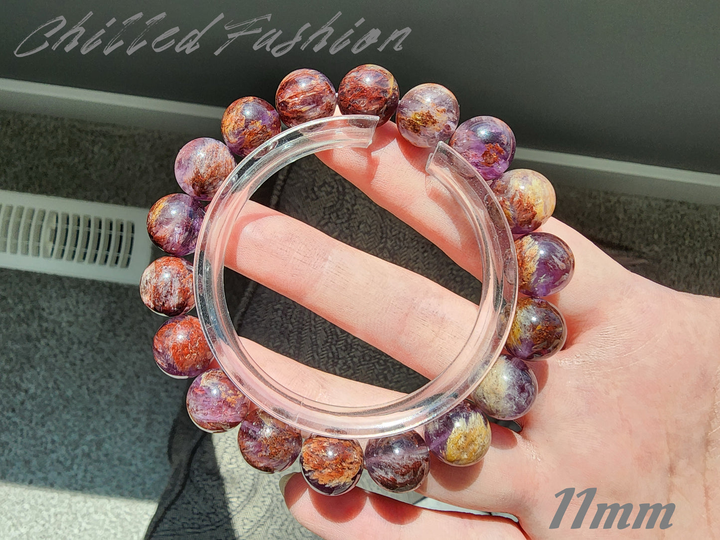 [Bracelet] Natural Purple Phantom Quartz Beaded Bracelet