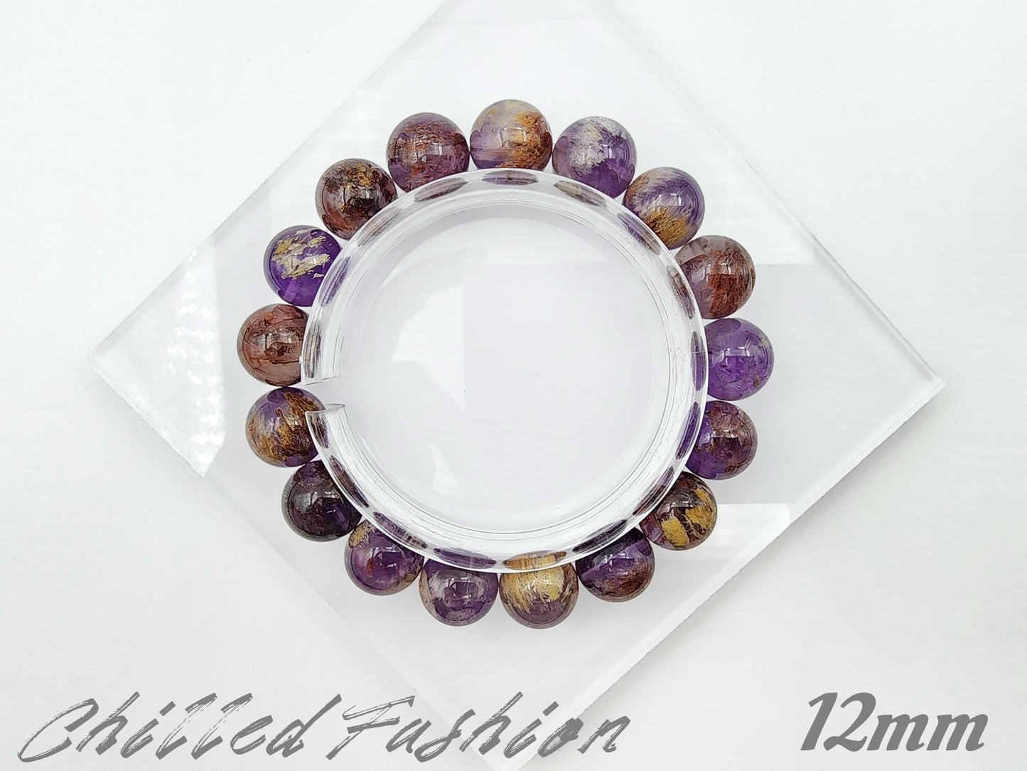 [Bracelet] Natural Purple Phantom Quartz Beaded Bracelet