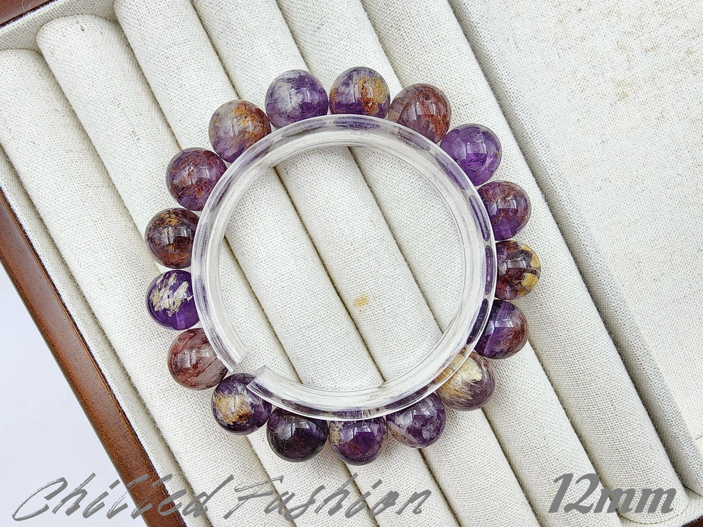 [Bracelet] Natural Purple Phantom Quartz Beaded Bracelet