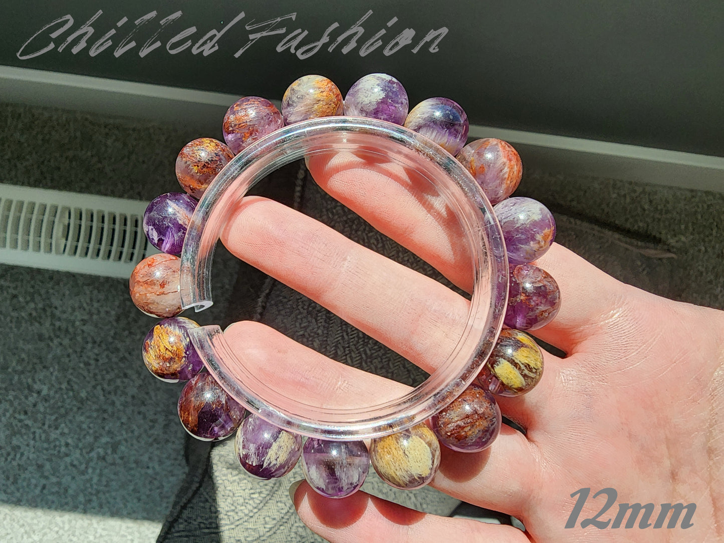 [Bracelet] Natural Purple Phantom Quartz Beaded Bracelet