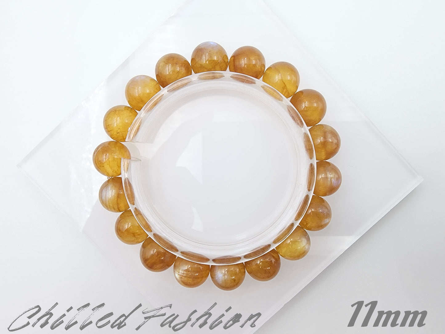 [Bracelet] Natural Orange Andesine Feldspar Bracelet