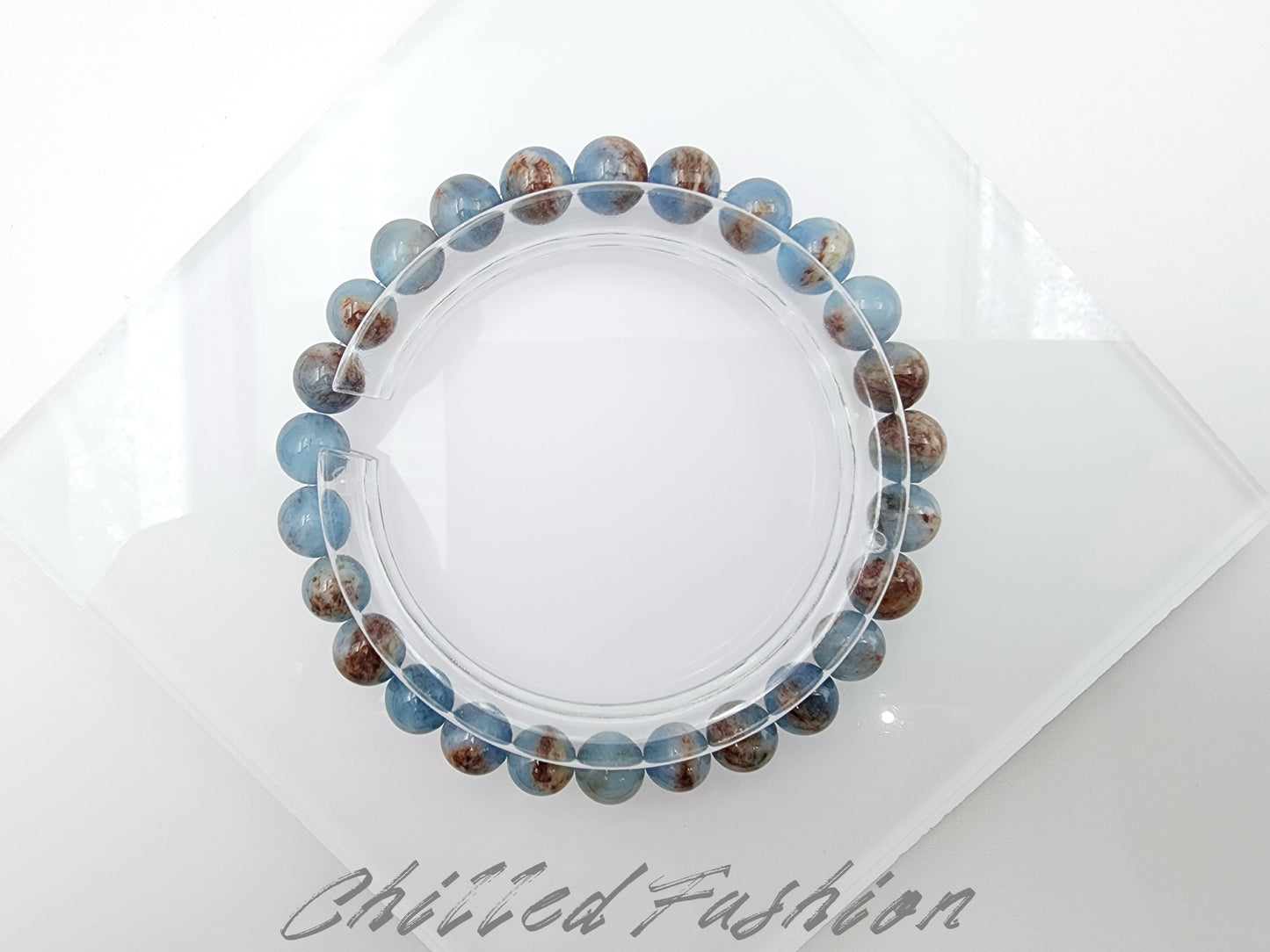 [Bracelet] Ocean Breeze 7mm Island Aquamarine 岛屿海蓝宝 Bracelet - Tranquil Sea Blue Crystal