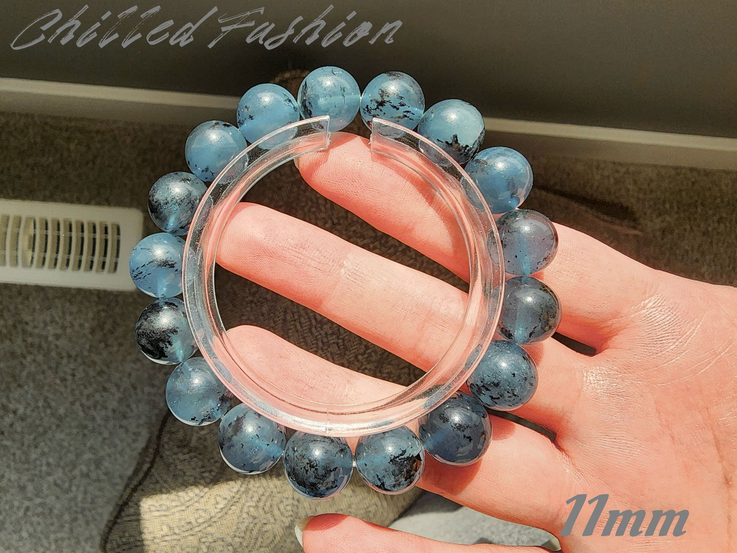 [Bracelet] Genuine Aquamarine and Black Tourmaline Crystal Bracelet - Energy Balancing Jewelry