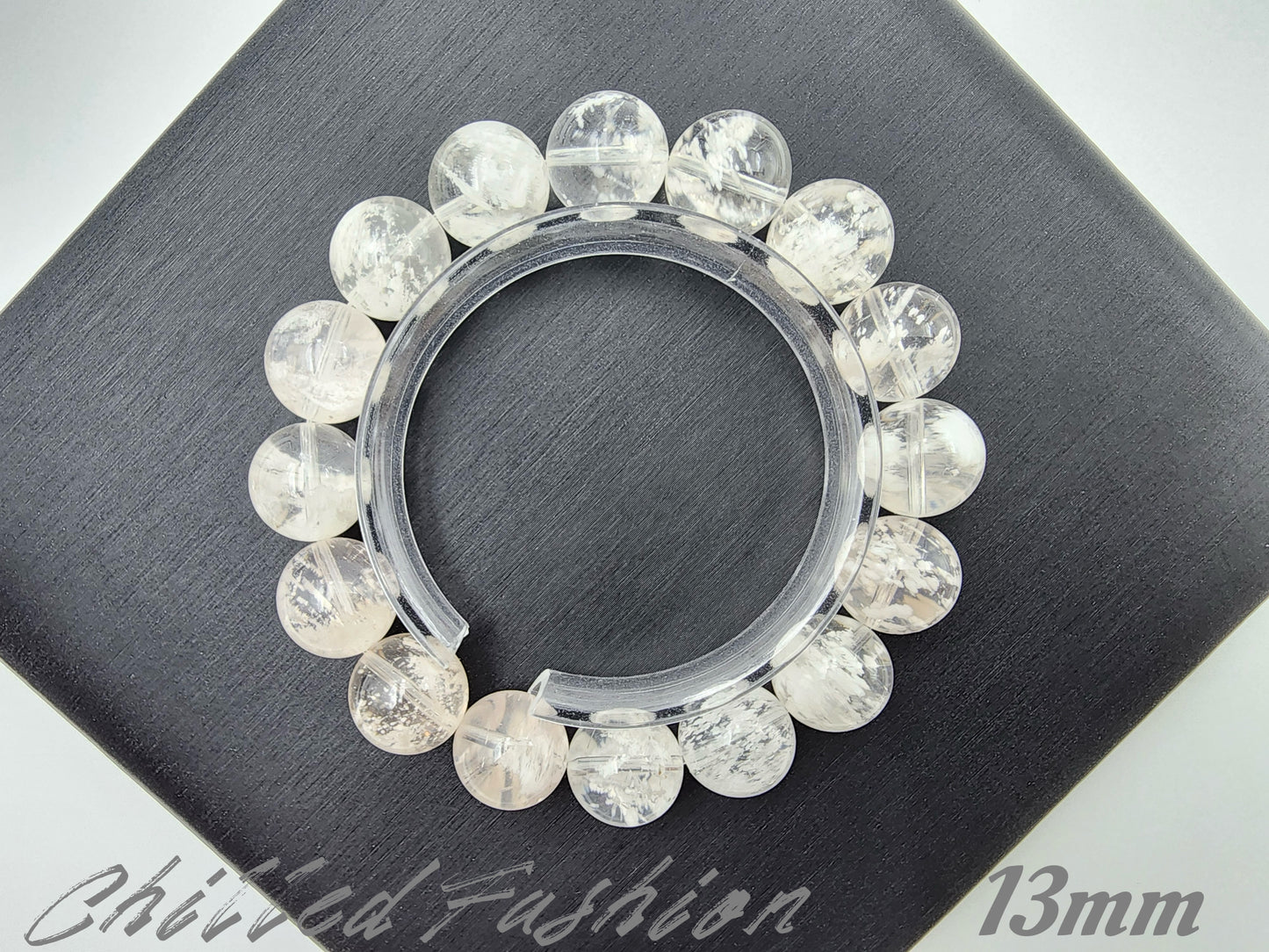 [Bracelet] Natural White Snowflake Phantom Quartz Bracelet