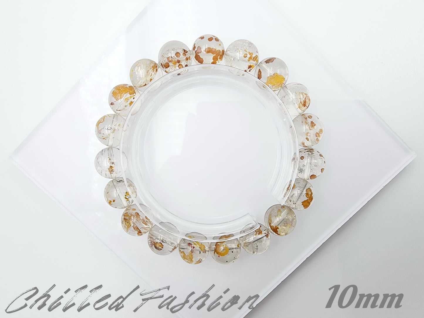 [Bracelet] Natural Hematoid Quartz with Chalcopyrite Bracelet