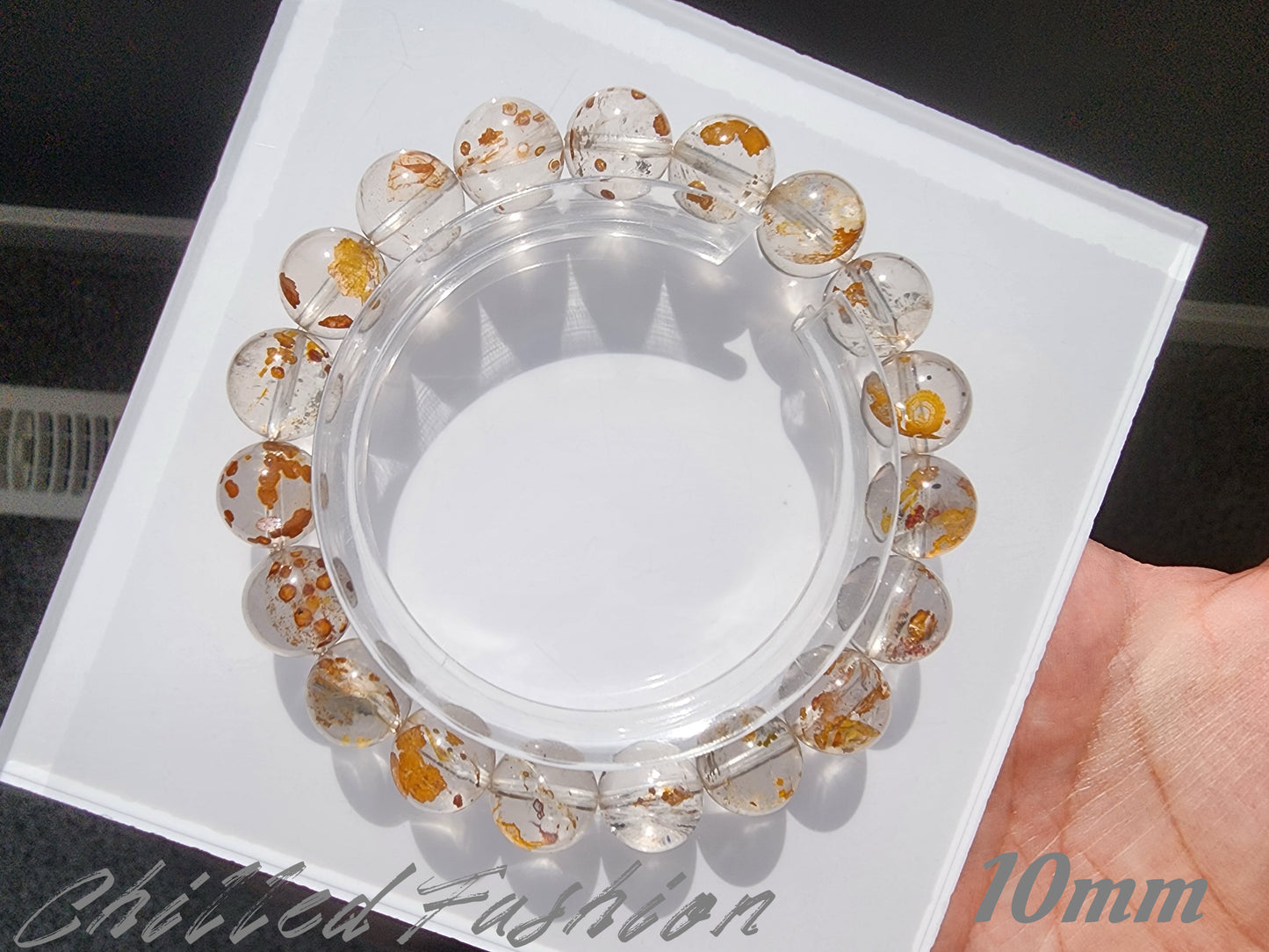 [Bracelet] Natural Hematoid Quartz with Chalcopyrite Bracelet