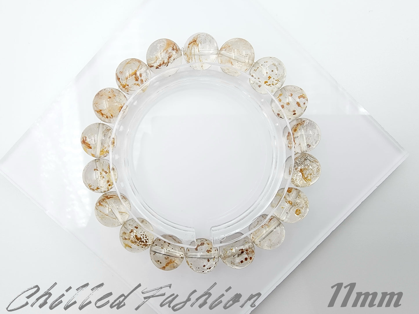 [Bracelet] Natural Hematoid Quartz with Chalcopyrite Bracelet