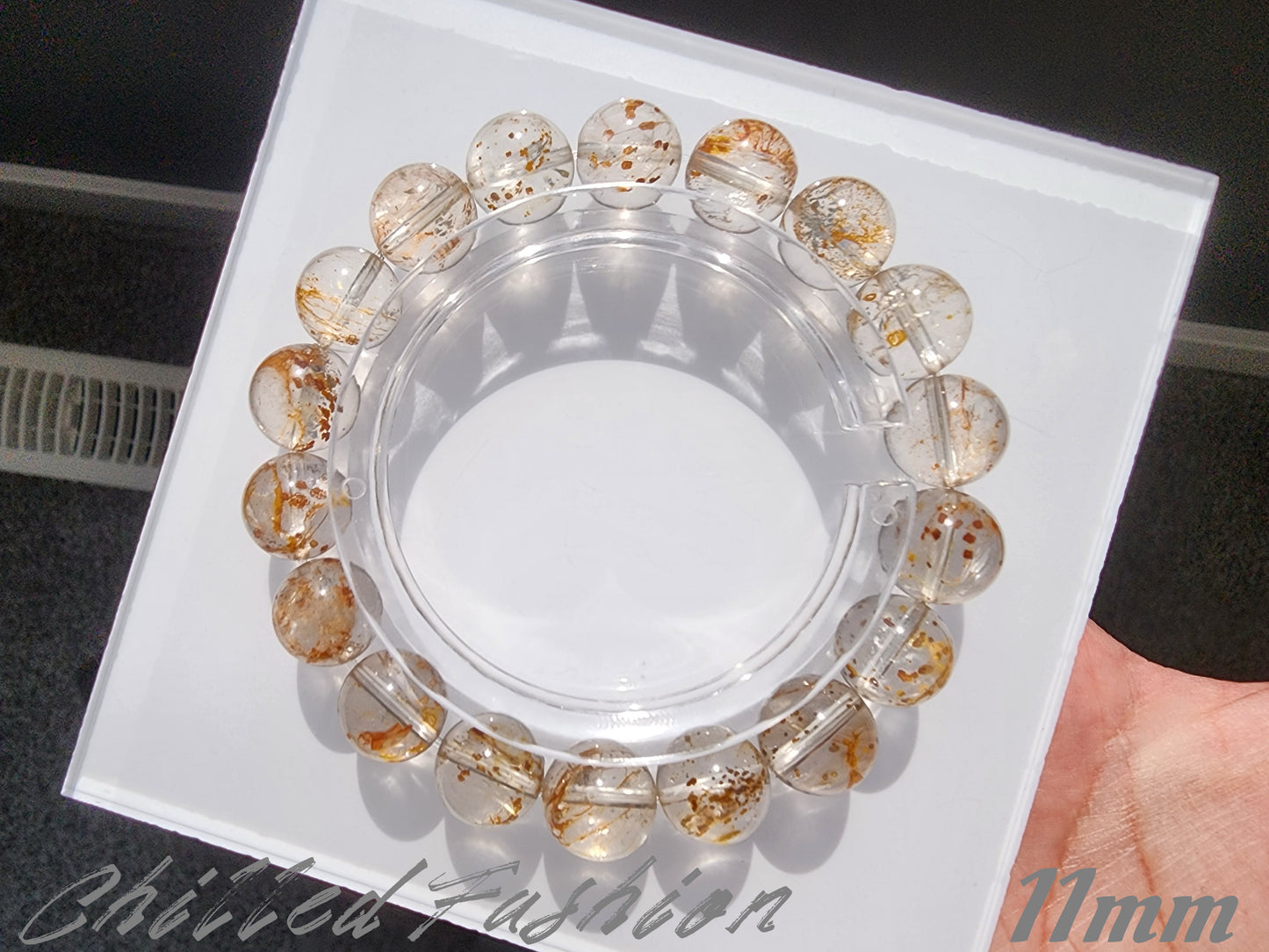 [Bracelet] Natural Hematoid Quartz with Chalcopyrite Bracelet