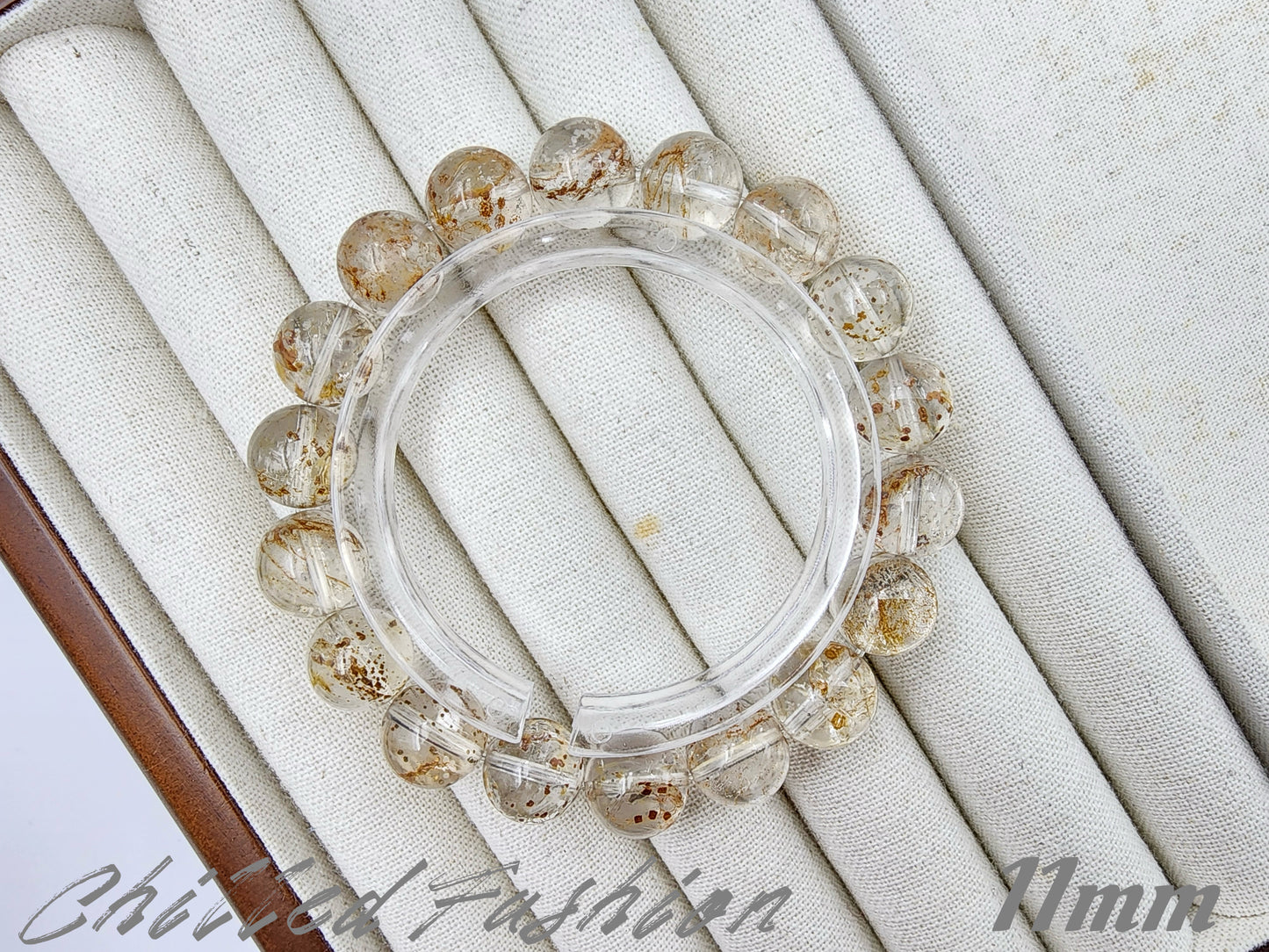 [Bracelet] Natural Hematoid Quartz with Chalcopyrite Bracelet