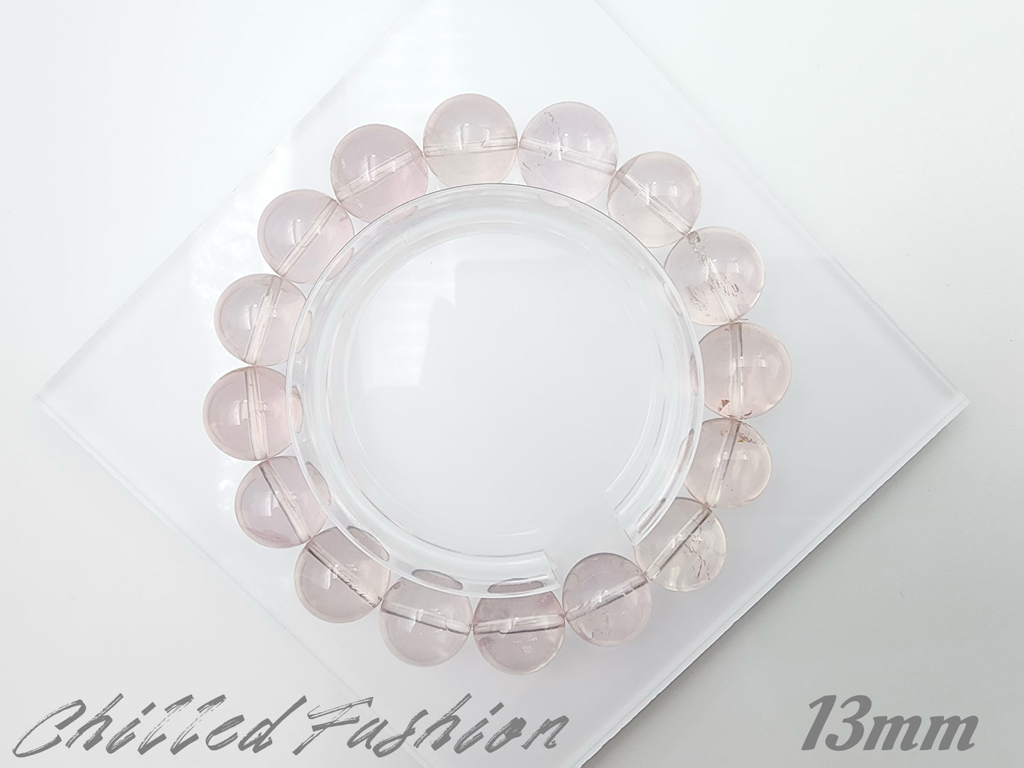 [Bracelet] Icy Peach Pink Rose Quartz Bracelet