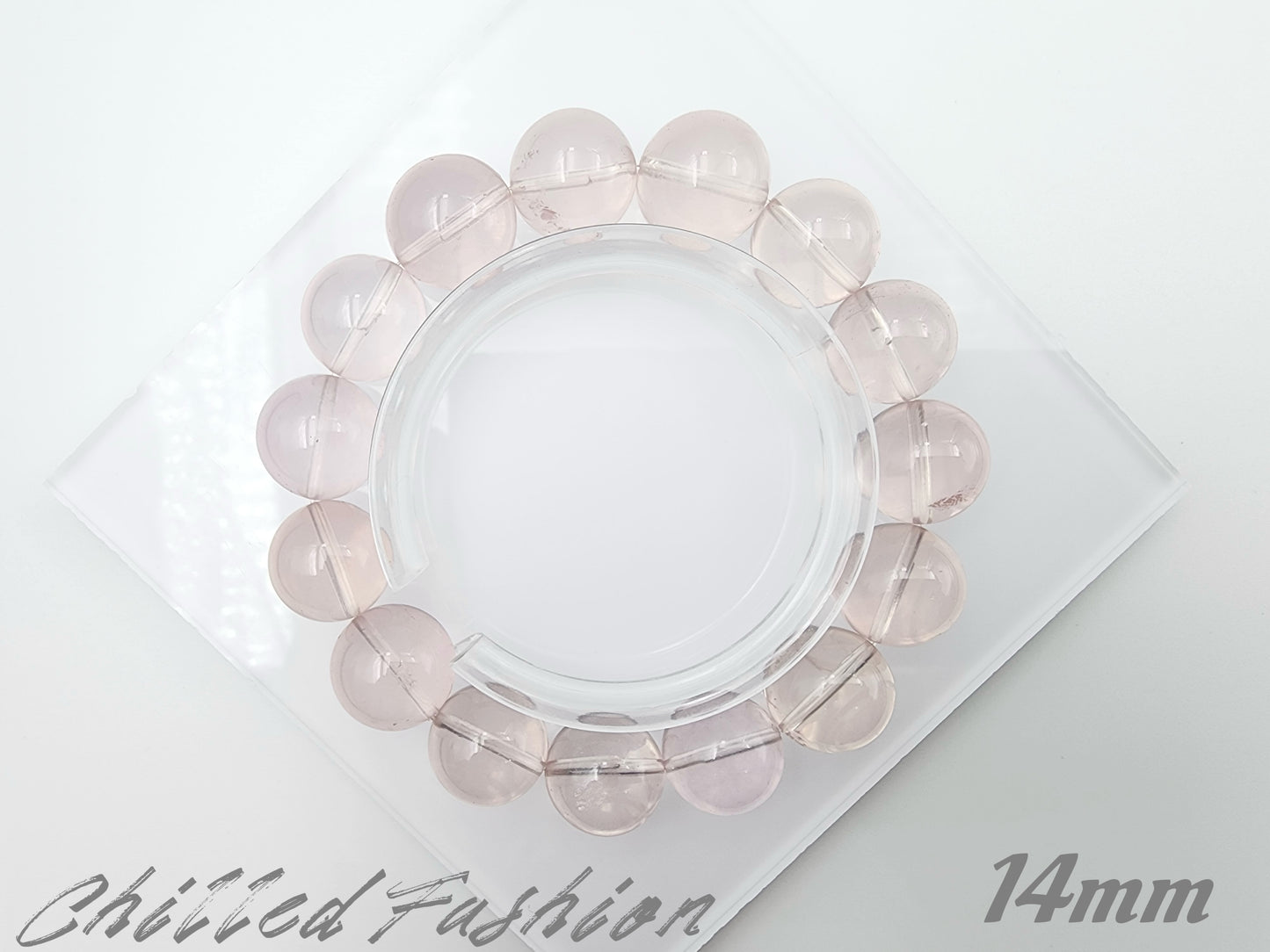 [Bracelet] Icy Peach Pink Rose Quartz Bracelet