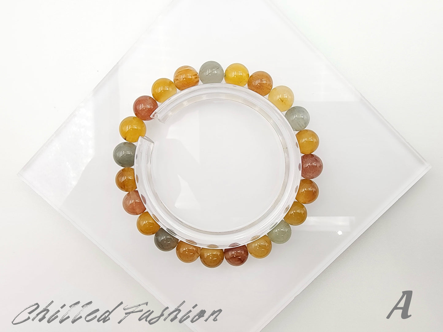 [Bracelet] 8mm Multicolored Rabbit Hair Quartz Bracelet