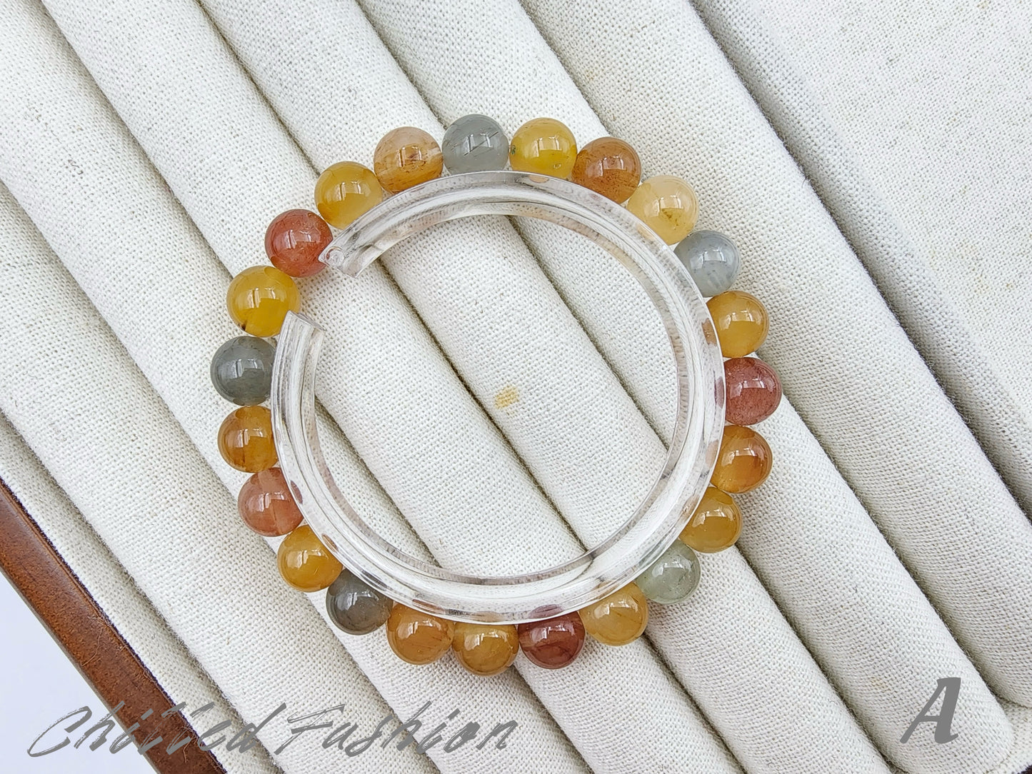 [Bracelet] 8mm Multicolored Rabbit Hair Quartz Bracelet