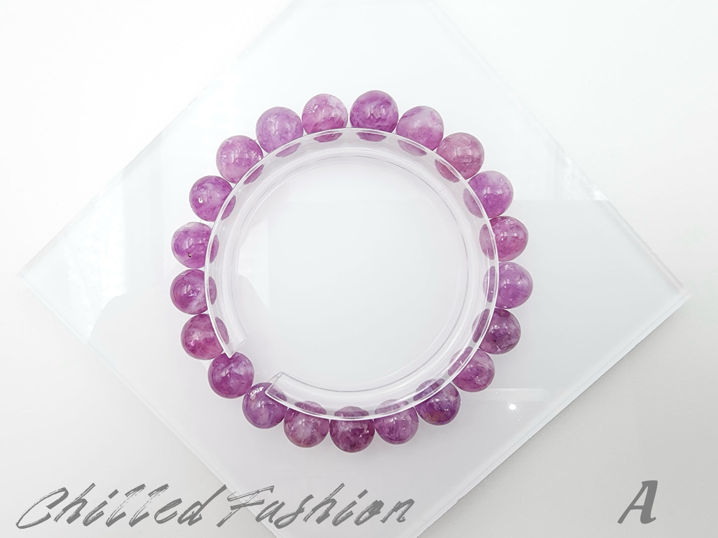 [Bracelet] 9mm Pinkish Lavender Lepidolite Bracelet