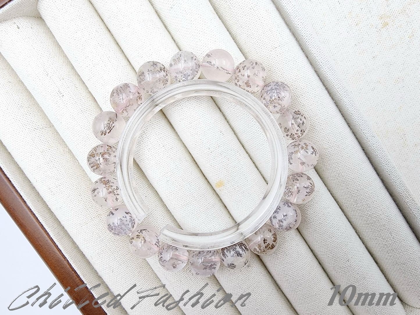 [Bracelet] Pink Dendritic Quartz Crystal Bracelet - Natural Stone Jewelry