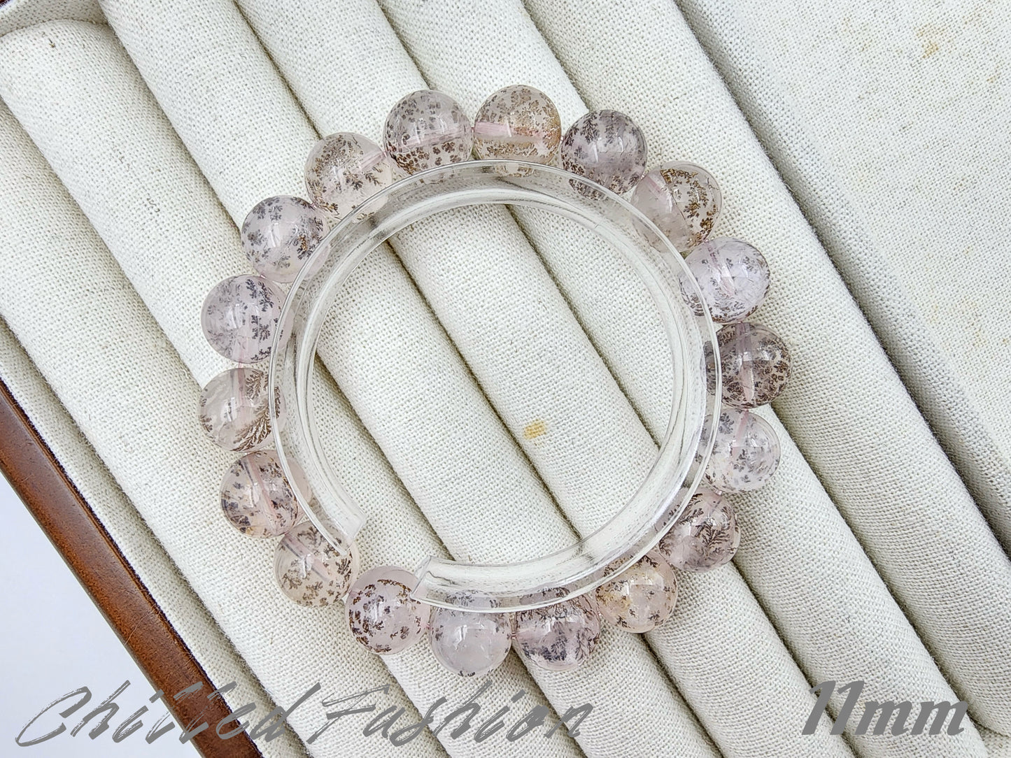[Bracelet] Pink Dendritic Quartz Crystal Bracelet - Natural Stone Jewelry