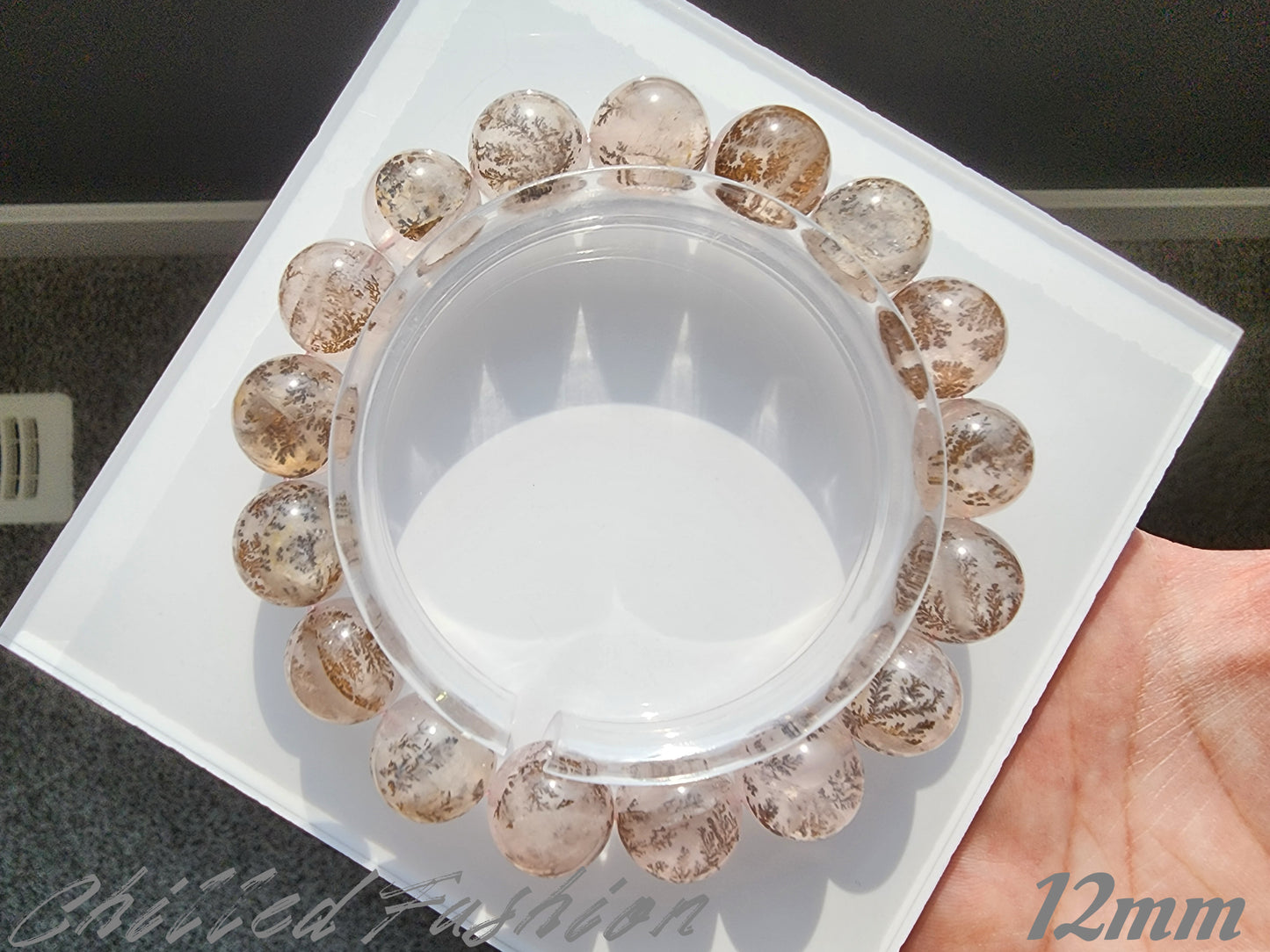 [Bracelet] Pink Dendritic Quartz Crystal Bracelet - Natural Stone Jewelry