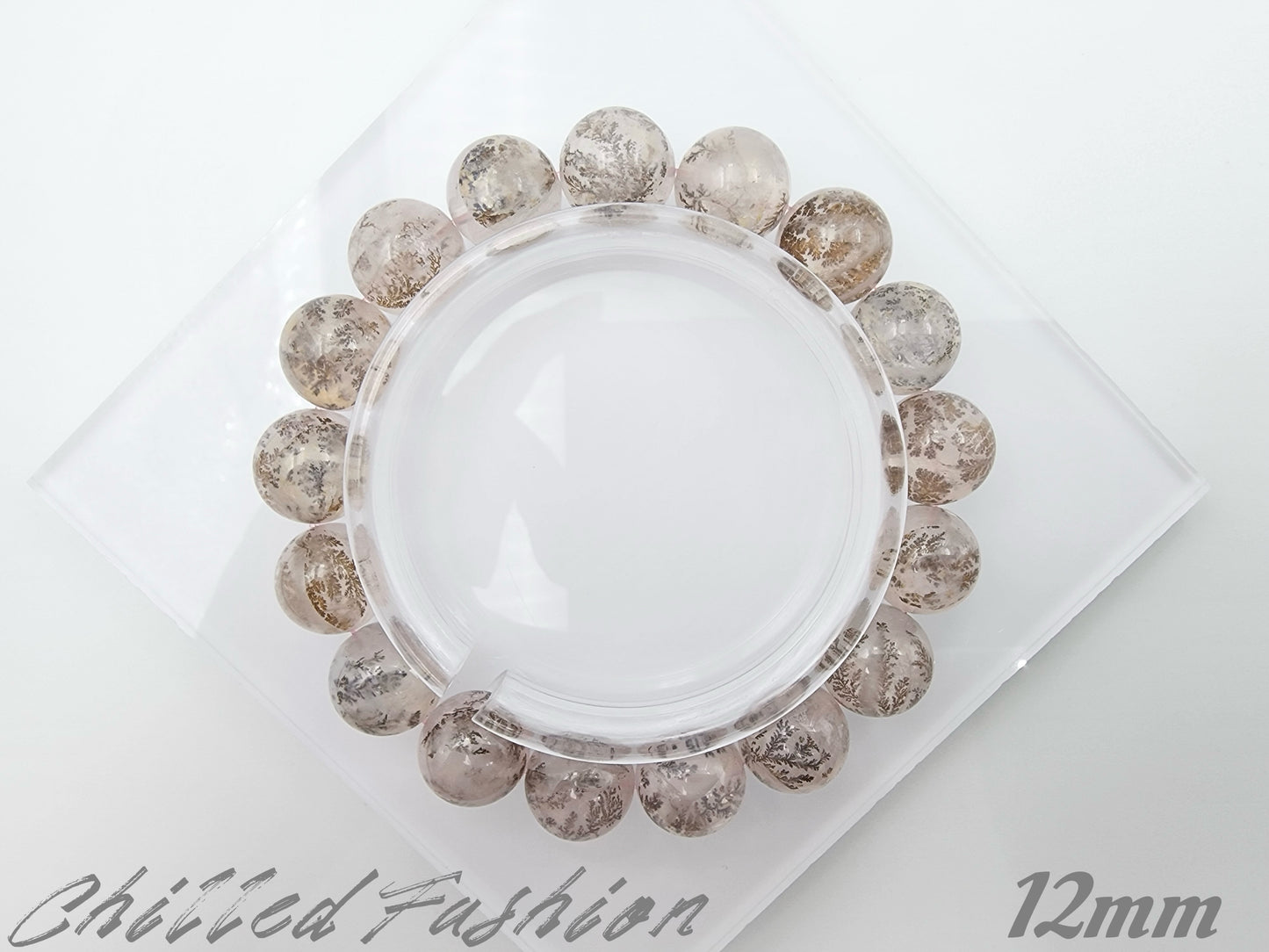 [Bracelet] Pink Dendritic Quartz Crystal Bracelet - Natural Stone Jewelry