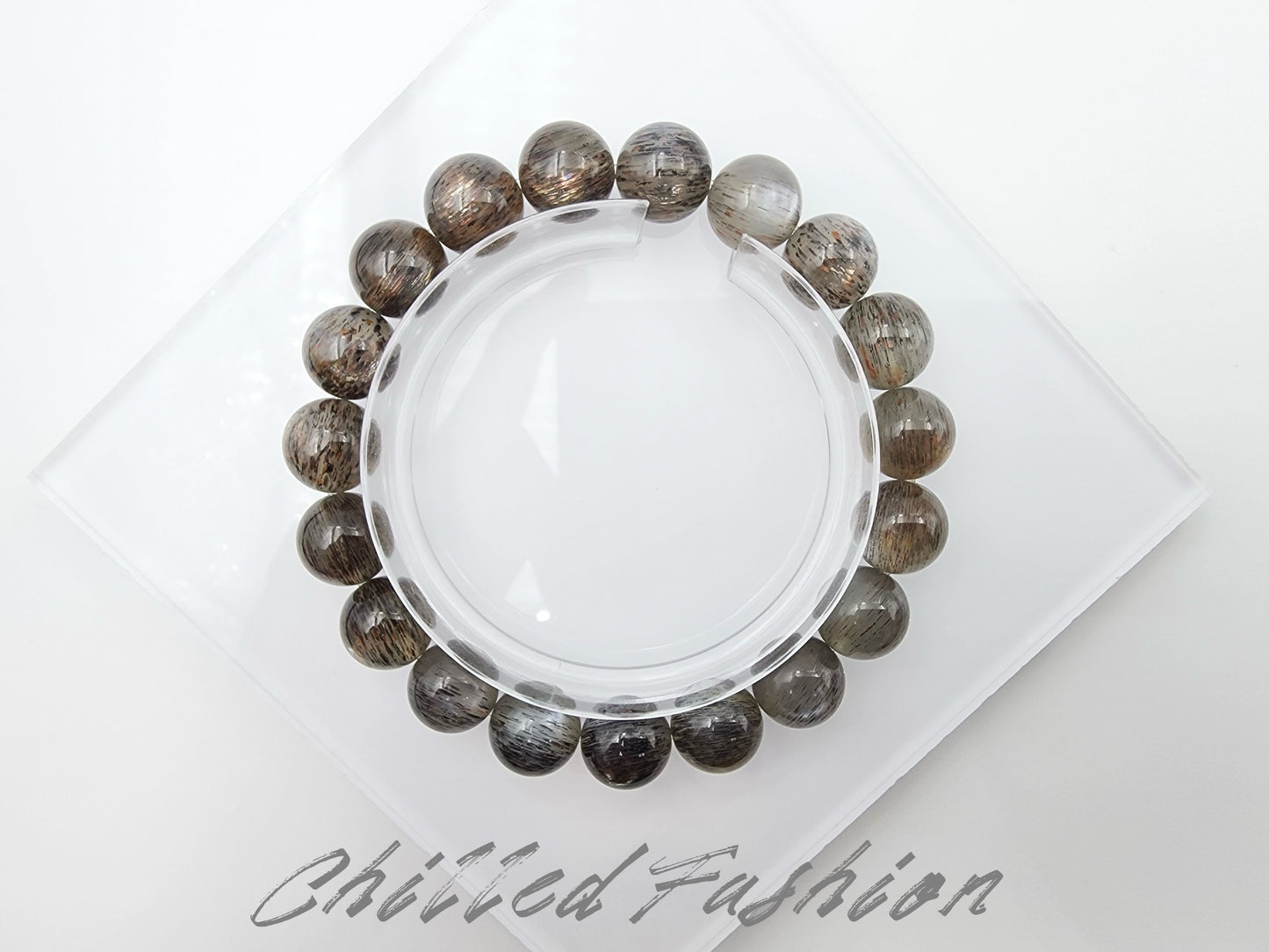 [Bracelet] 10mm Black Gold Skeletal Sunstone Bracelet