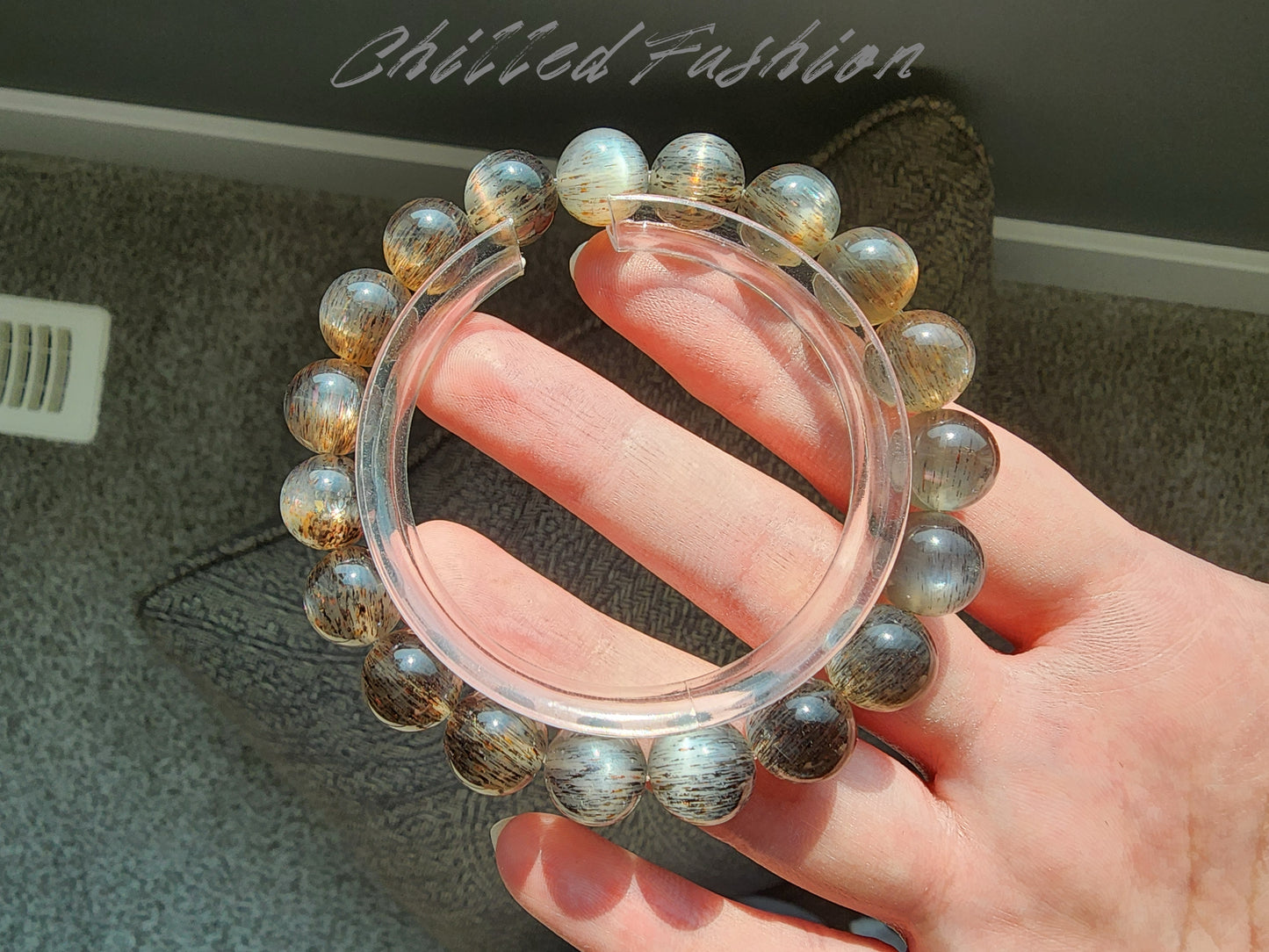 [Bracelet] 10mm Black Gold Skeletal Sunstone Bracelet