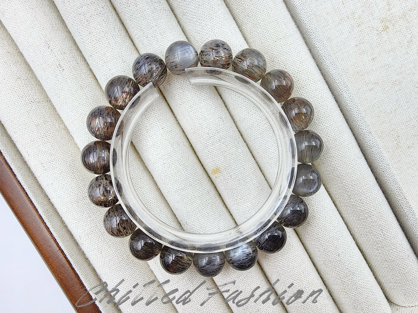 [Bracelet] 10mm Black Gold Skeletal Sunstone Bracelet
