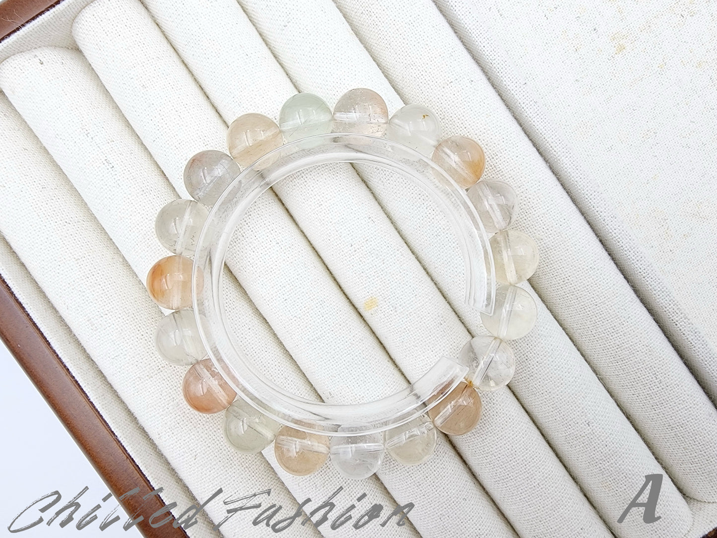[Bracelet] 10mm Ice Cream Color Multicolored Rabbit Hair Quartz Bracelet