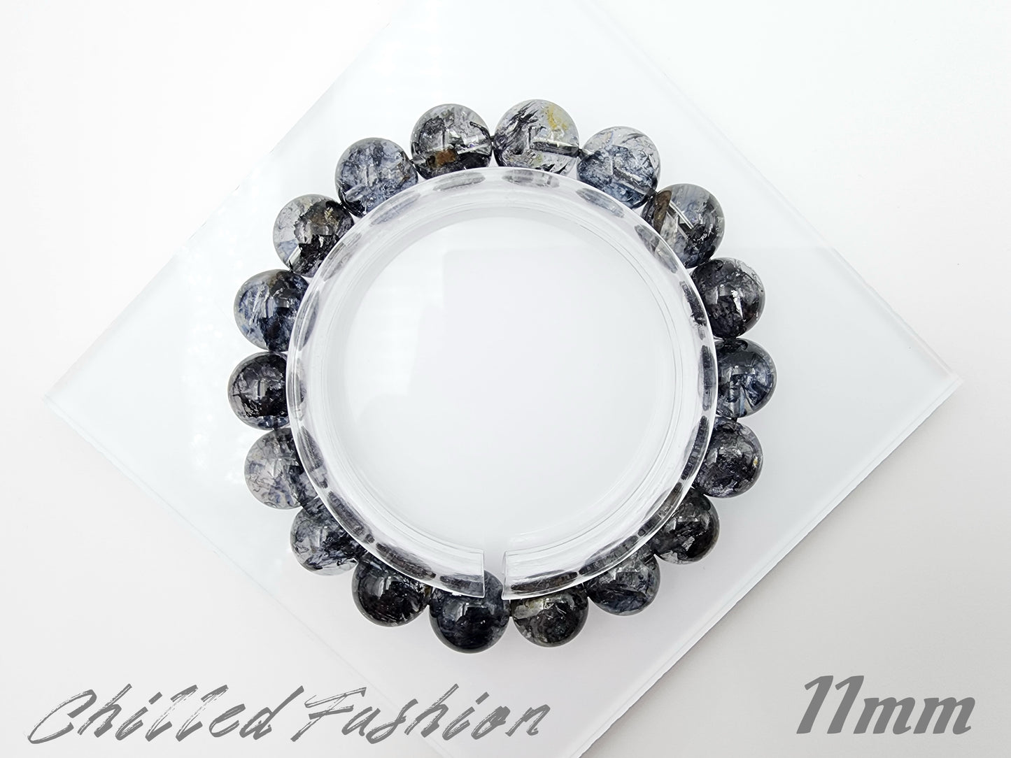 [Bracelet] Natural Black Herkimer-Style Quartz Bracelet