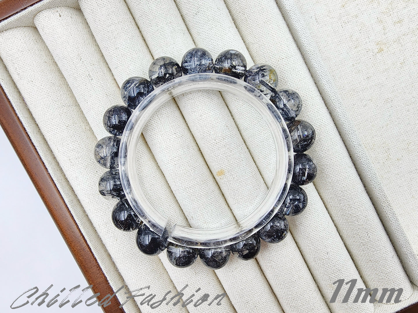 [Bracelet] Natural Black Herkimer-Style Quartz Bracelet
