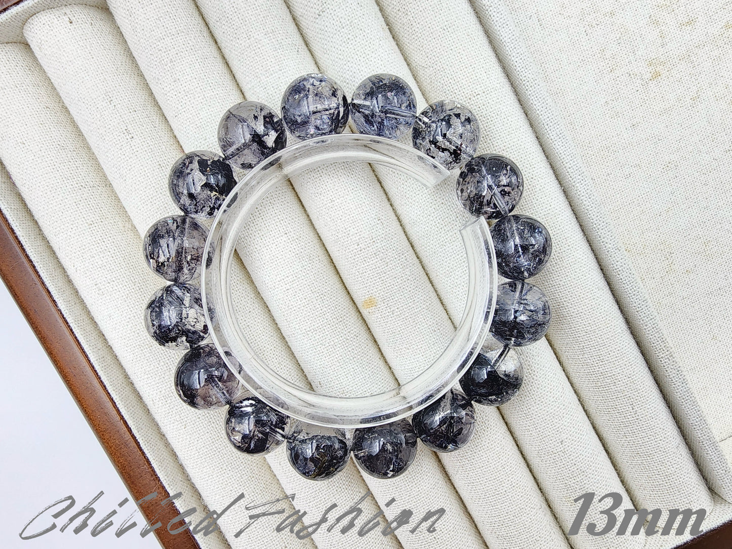 [Bracelet] Natural Black Herkimer-Style Quartz Bracelet
