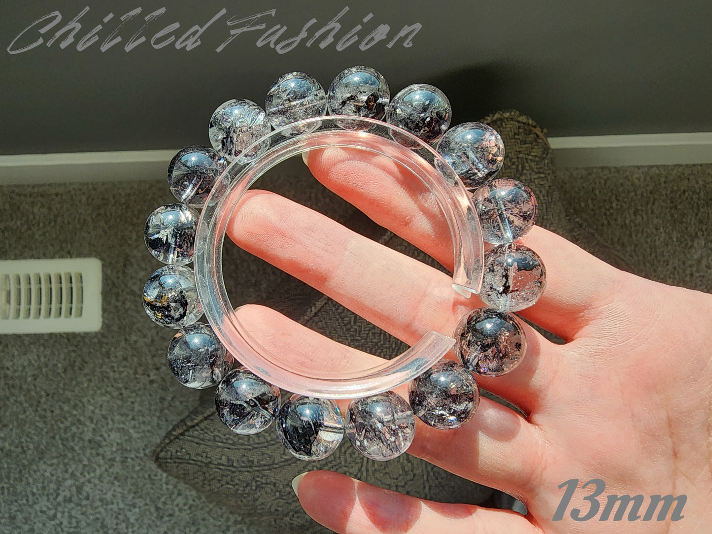 [Bracelet] Natural Black Herkimer-Style Quartz Bracelet